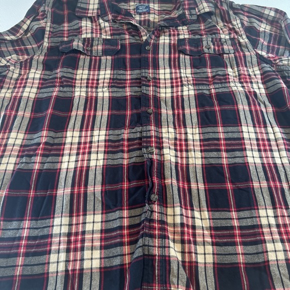 Faded Glory Flannel Shirt • Men's 2XL Brown & Red Plaid • Fall Oversized - Picture 5 of 8